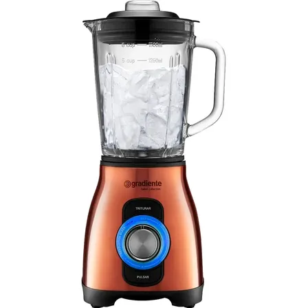 Liquidificador Gradiente 1000w Vidro 2l Preto E Cobre 6 Lâminas 220v