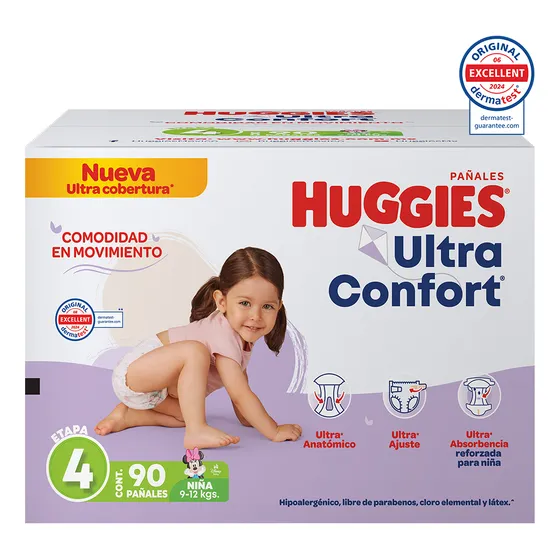 Pañales Huggies Ultraconfort Etapa 4 Niña 90 Piezas