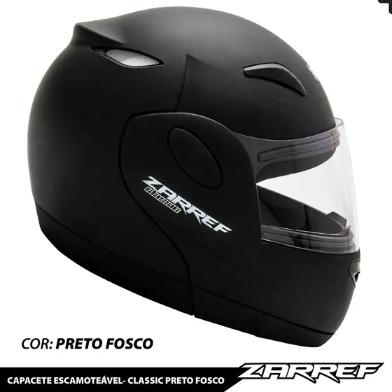 Capacete Escamoteável Zarref Classic Articulado Preto Fosco Tamanho 58 — foto 2