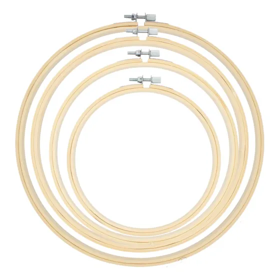 Pack X4 Bastidores De Bambu Para Bordar Surtido 23-18-12-7cm