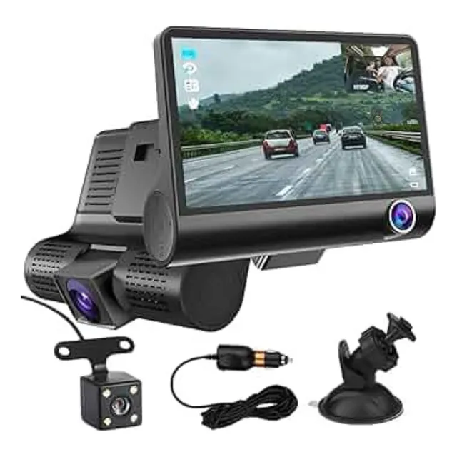 Cámara Dvr Doble Trasera Y Delantera Para Auto Full Hd Graba