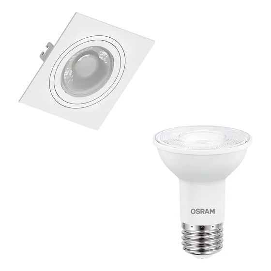 Spot Led Quadrado Embutir Branco Par20 5,5w 525lm Osram
