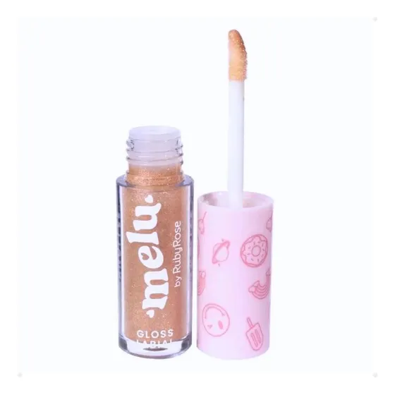 Gloss Labial Com Glitter Melu Ruby Rose Brilho Com Cor