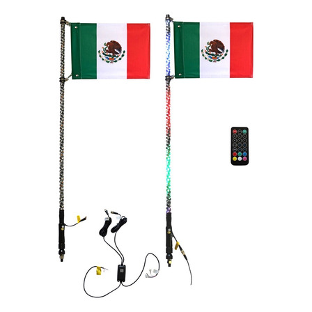 Set De Antenas Led En Espiral Rgb & Bluetooth Bandera Mexico Set De Antenas Led En Espiral Rgb & Bluetooth Bandera Mexico