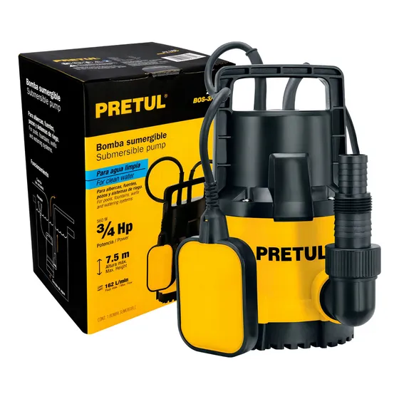 Bomba Sumergible Plástica 3/4hp Pretul BOS-3/4LPP A. Limpia