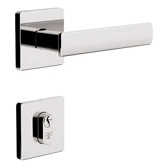 Fechadura Porta Externa 3f Roseta Quadrada Maçaneta Tranca