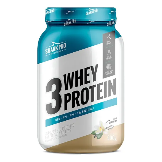 3w Whey Protein Pote 900g Shark Pro Sabor Baunilha