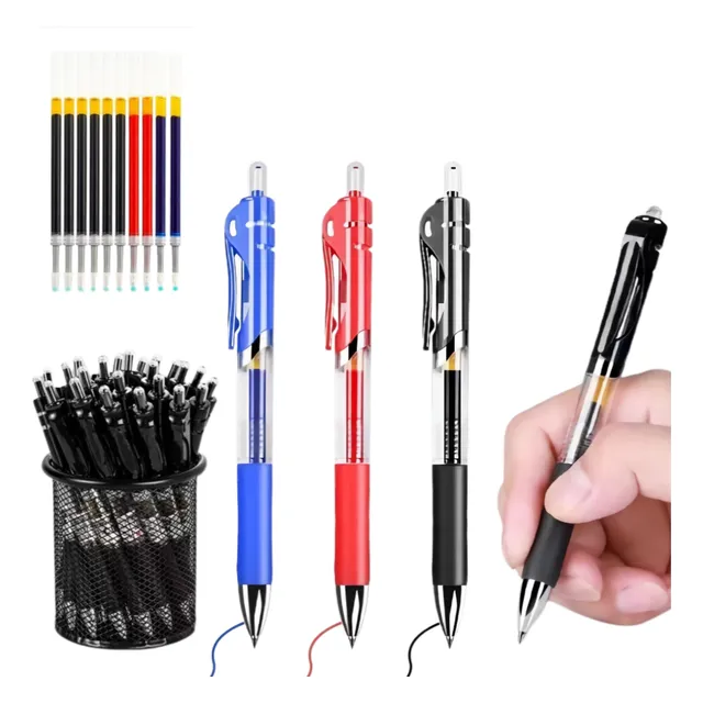 68 Lapiceros Gel Boligrafo Pluma Escolar Oficina+repuestos