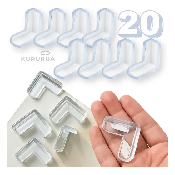 Kit 20 Protetores Quina De Mesa Cantoneira Triangulo Segurança Criança Transparente Marca Kururuá