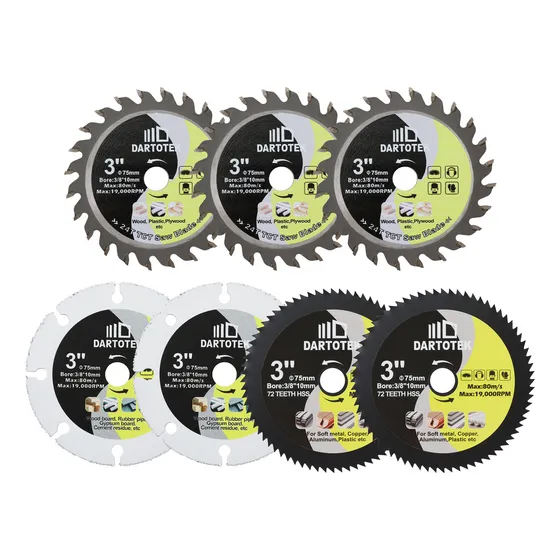 Para  75mm Disco Corte Madera Juego 7pzs 3pulgadas Goma
