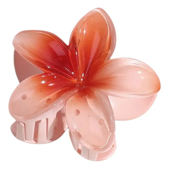 Vincha Clip Flor Hawaiana Para El Cabello Pelo Bordó