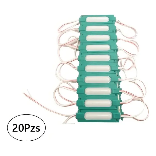 20 Módulos De Led 5730 Encapsulados Reforzados Verde Módulo Óptico De Palabra Con Lente Cob De 6 Núcleos Y Sustrato De Aluminio De 2 W, Abs Resistente Al Agua DNBEMN