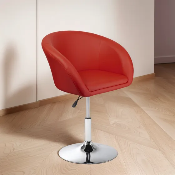 Silla Taburete Butaca En Cuero Lumax Modelo Stella - Rojo