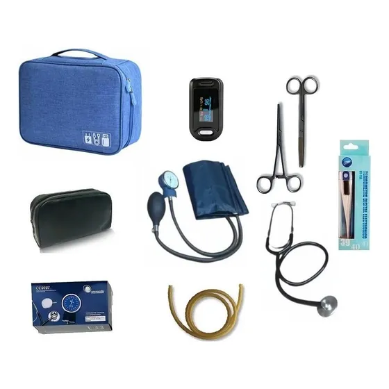 Kit Enfemeria Completo Con Oximetro Y Estuche Valija Colores