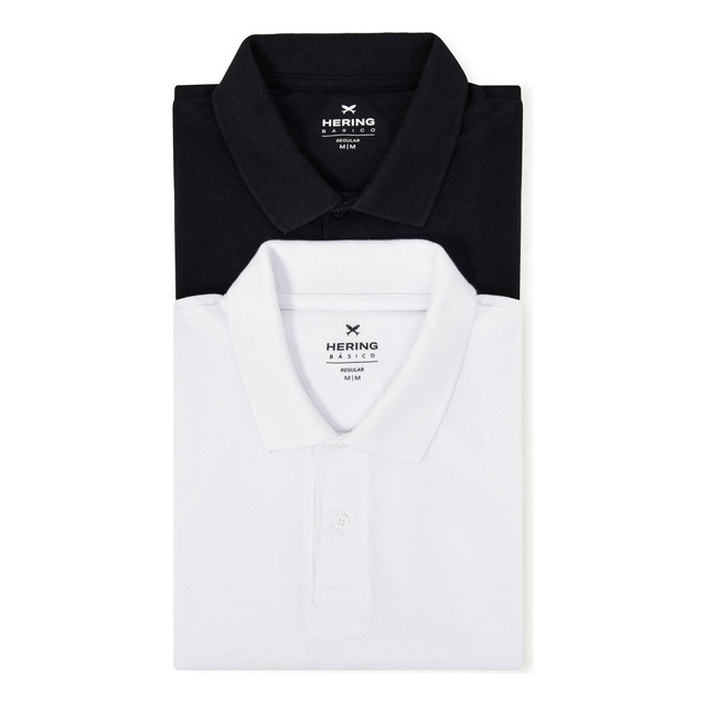 Kit Com 2 Camisas Polo Básicas Masculinas Hering Kit Com 2 Camisas Polo Básicas Masculinas Hering