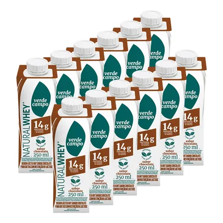 Shake Natural Whey Verde Campo 250ml Chocolate - 12 Unid