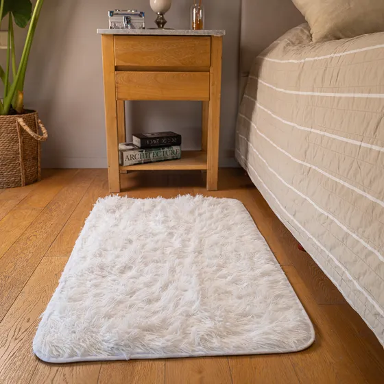 Alfombra 100x60 Cm Peluda Pie / Costado De Cama Dormitorio