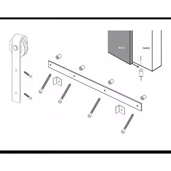 Kit Para Puerta Tipo Granero De 3mtrs En Riel De  2 Tramos 