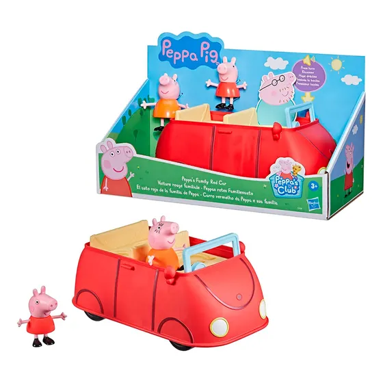 Peppa Pig Figuras Set Juego Auto Familia De Peppa 21 Cm Rojo