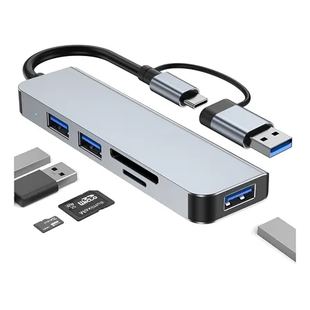 Hub 5 En 1 Puertos Usb3.0/usb2.0/sd/tf Mac Notebook Pc