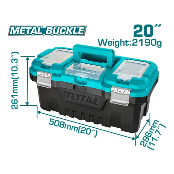 Caja Herramienta 20 Plastica Cierre Metalico Total tpbx020 Color Turquesa