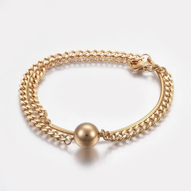 Pulseras Brazalete Cadena Espinga Hilos Bordillos Dorado 