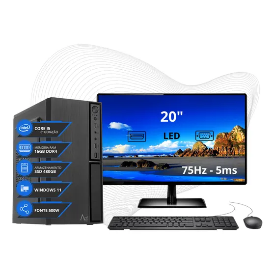 Computador Completo I5 6ª 16gb 480gb Monitor Mouse Teclado