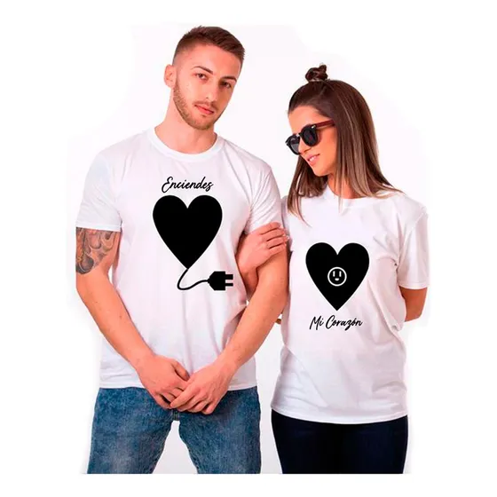 Camiseta Para Parejas, Novios, Blanca, Estampados Romántico
