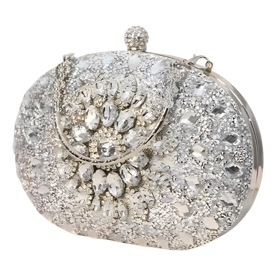 Bolso De Mano. Dama. Diamantes Brillantes. Cartera Lujosa