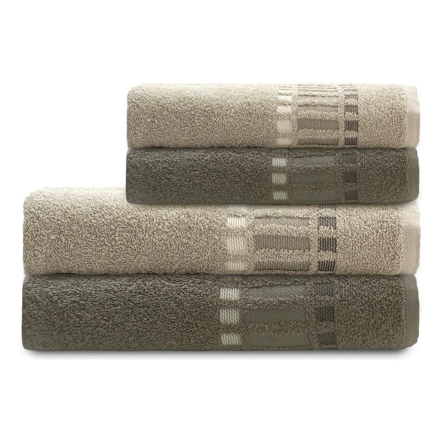 Jogo De Banho E Rosto Bossa Select 4 Algodão Camesa Marrom Com Bege Lisa Jogo De Banho E Rosto Bossa Select 4 Algodão Camesa Marrom Com Bege Lisa