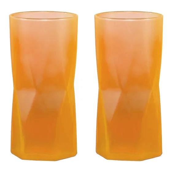 Conjunto 2 Copo Exótico Laranja Neon 465ml