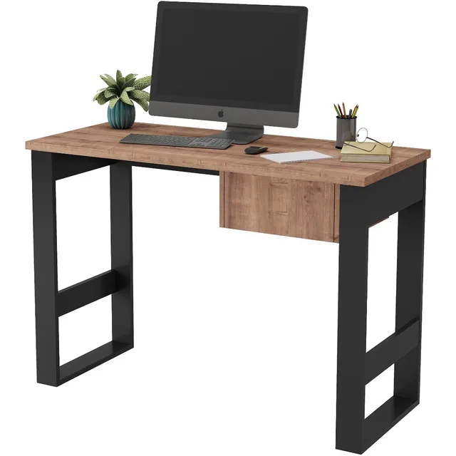 Mesa Escritorio - 1 Cajon - 115x080x050 - Industrial - M108 Color Negro / Solanum