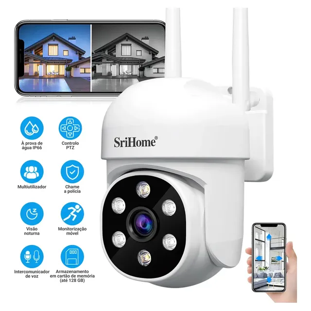 Câmera Segurança Ip Externa Wifi Prova Dagua Ip66 Dome Lente Dupla 3mp Ao Ar Livre, Alarme De Vigilância Automática Da Visão Noturna,branco