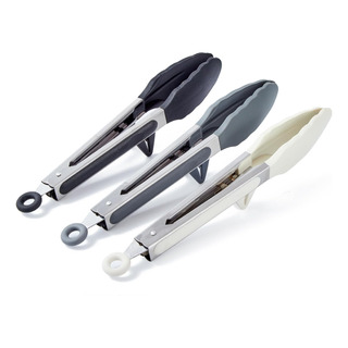 Pinzas De Cocina 9 Silicona Negro/gris/blanco Pinzas De Cocina 9 Silicona Negro/gris/blanco