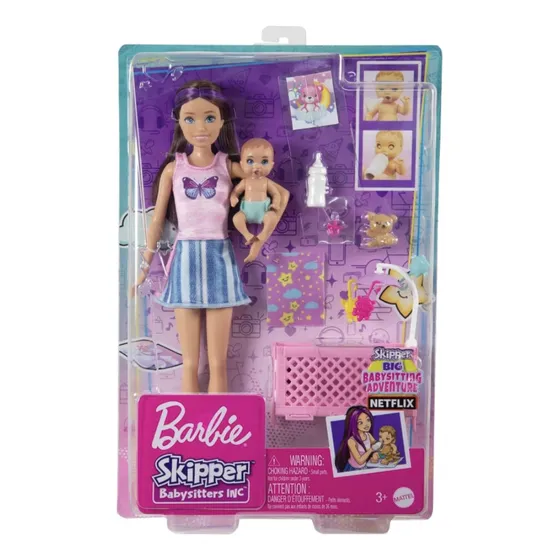 Muñeca Barbie Skipper Niñera Bebé Y Accesorios 28 Cm