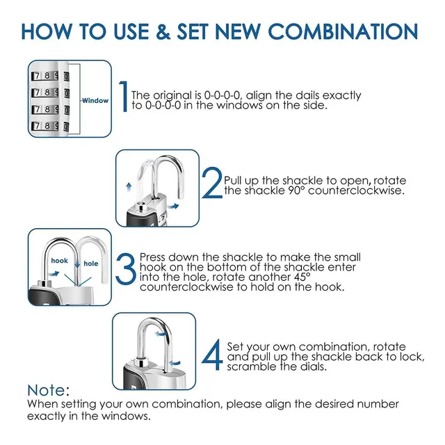 Giverare 2 Pack Combination Lock, 4-digit Padlock Keyless, R