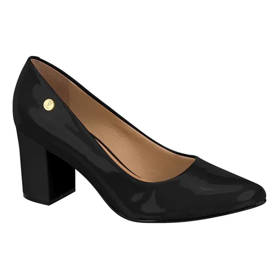 Scarpin Vizzano Feminino Salto Médio Bloco Bico Fino Verniz