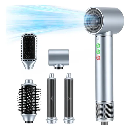 Vigomot Secador De Cabelo Íon 5 Em 1 De Alta Velocidade Modelador Escova Hot Air Styler Cinza