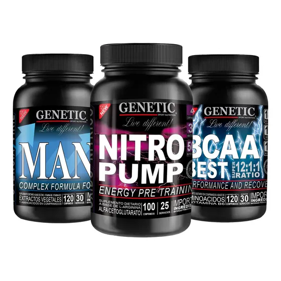 Anabolic 3 Masa Muscular Man Nitro Pump Bcaa 12:1:1 Genetic Sabor Neutro