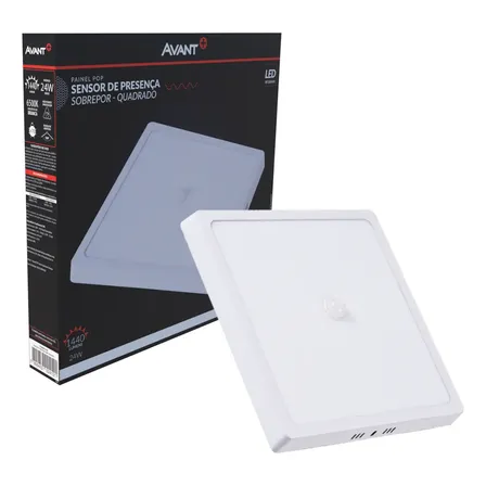 Painel Led Plafon Pop Sensor Sobrepor 24w 6500k Branco Frio 28cm Quadrado Branco Cod 918081379 Avant
