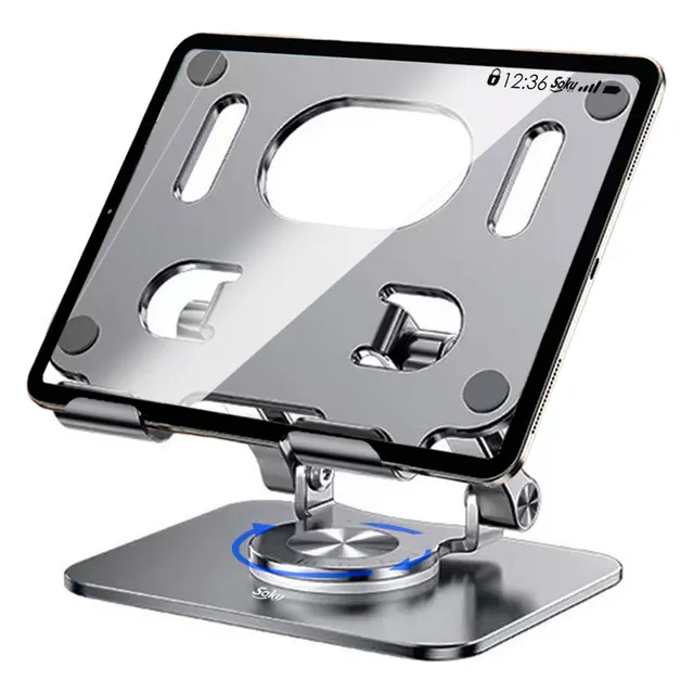Soporte Aluminio Para iPad Tableta Cel 360° Profesional Soku Color Gris Grafeno