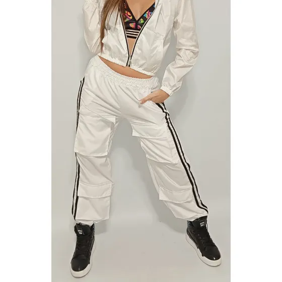 Pantalon Parachute Mujer Oversize Amplio Bolsillos Vivo Moda