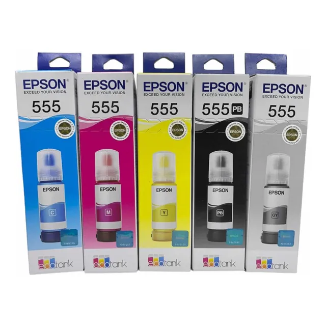 Pack 5 Tintas Epson T555 Originales 70ml  Para L8160 L8180