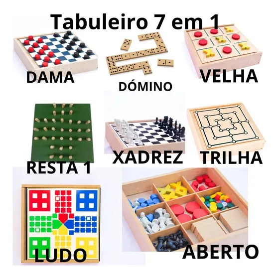 Jogo De Tabuleiro 7 Em 1 Zaramela Brinquedos Educativos Mdf