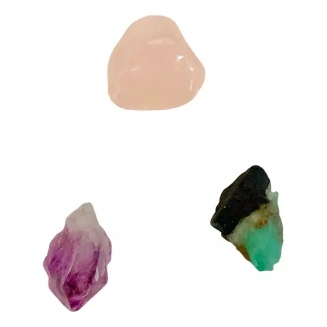 Kit Piedras Naturales Cuarzo Rosado Amatista Esmeralda Cuarzos Energeticos Chakras Energia Puruficacion Paz Interior Equilibrio Meditacion Reiki Intuicion Joya Amuleto Protector Hogar Trabajo Interior