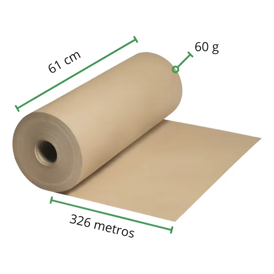 Papel Para Envoltura Kraft Rollo 61 Cm Cal 60 Gr X 326metros