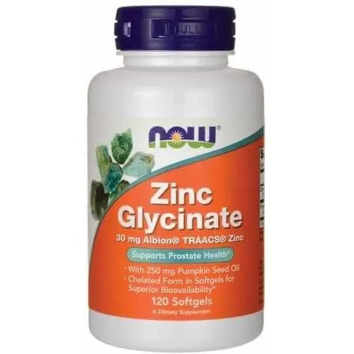Zinc Glycinate 30 Mg X 120 Softgels Now Foods Sabor Neutro