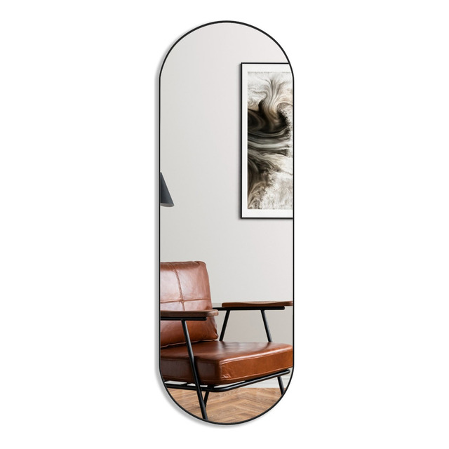 Espelho Ovalada De Parede Oval 150x50cm Rei Dos Vidros Borda Couro Preto Espelho Ovalada De Parede Oval 150x50cm Rei Dos Vidros Borda Couro Preto