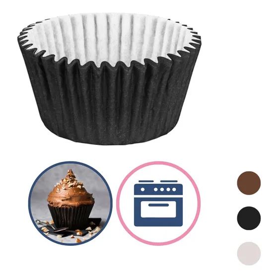 Forminha Cup Cake Forneável Impermeável 45 Unidades Regina Cor Preto