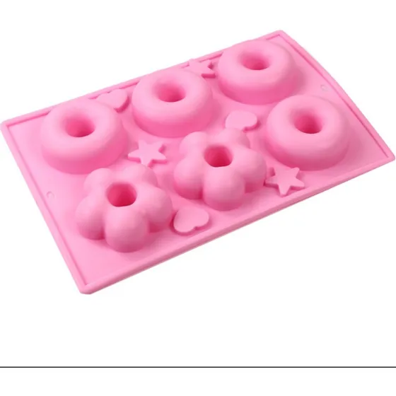 Molde Silicona Para Donut  Redondas Y Flor  X  6 